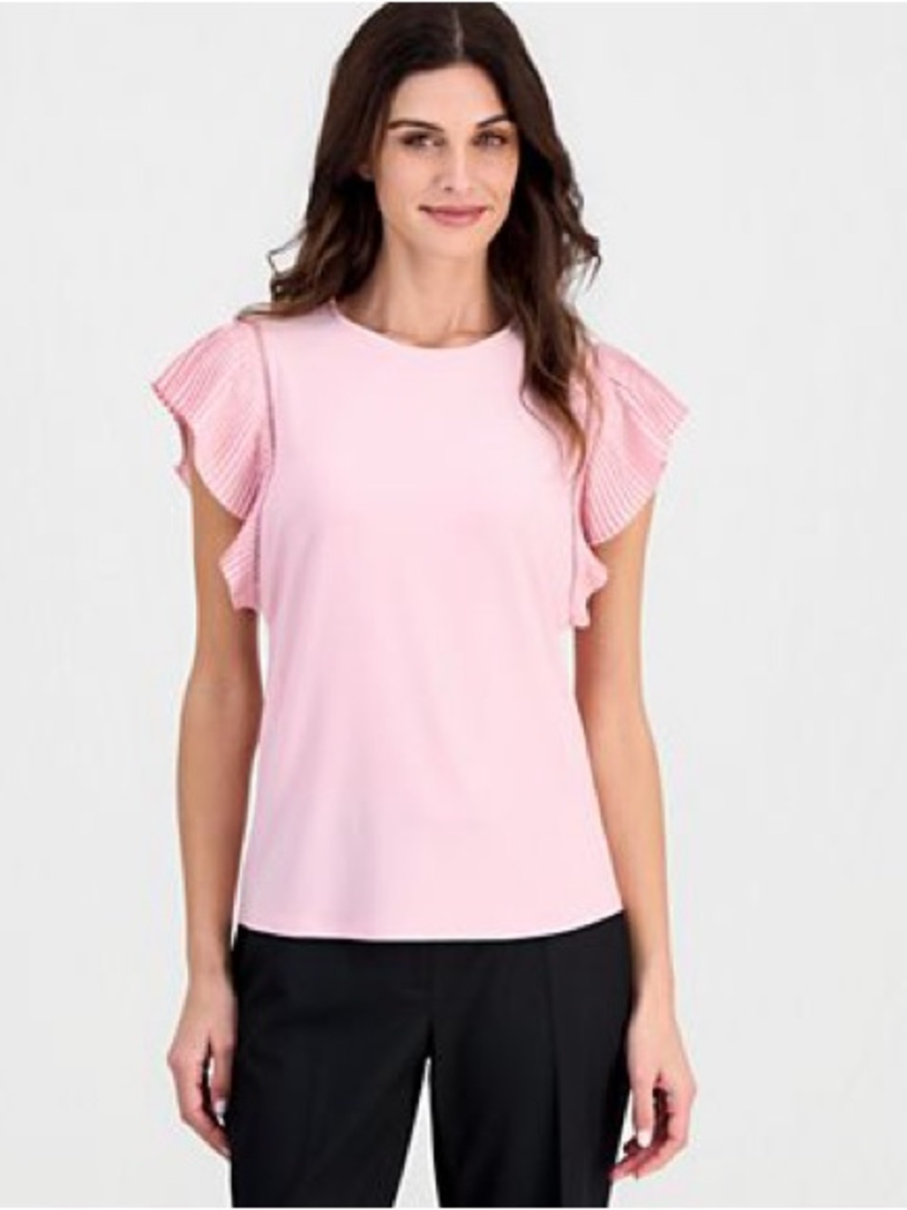 Anne Klein Light Pink Flutter Sleeve Blouse